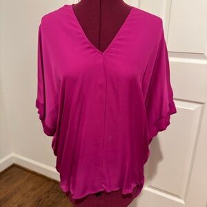 Vince Magenta V-Neck Blouse